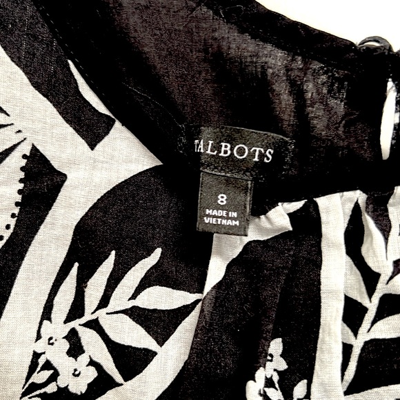 Talbots Black Gray Floral Print Sleeveless Pocket Dress Size 8 - Picture 8 of 8